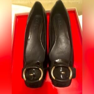 COLE HAAN AIR GENIE BLACK PATENT LEATHER FLATS ❤️ 🥿  BUCKLE DETAIL
SIZE 6.5